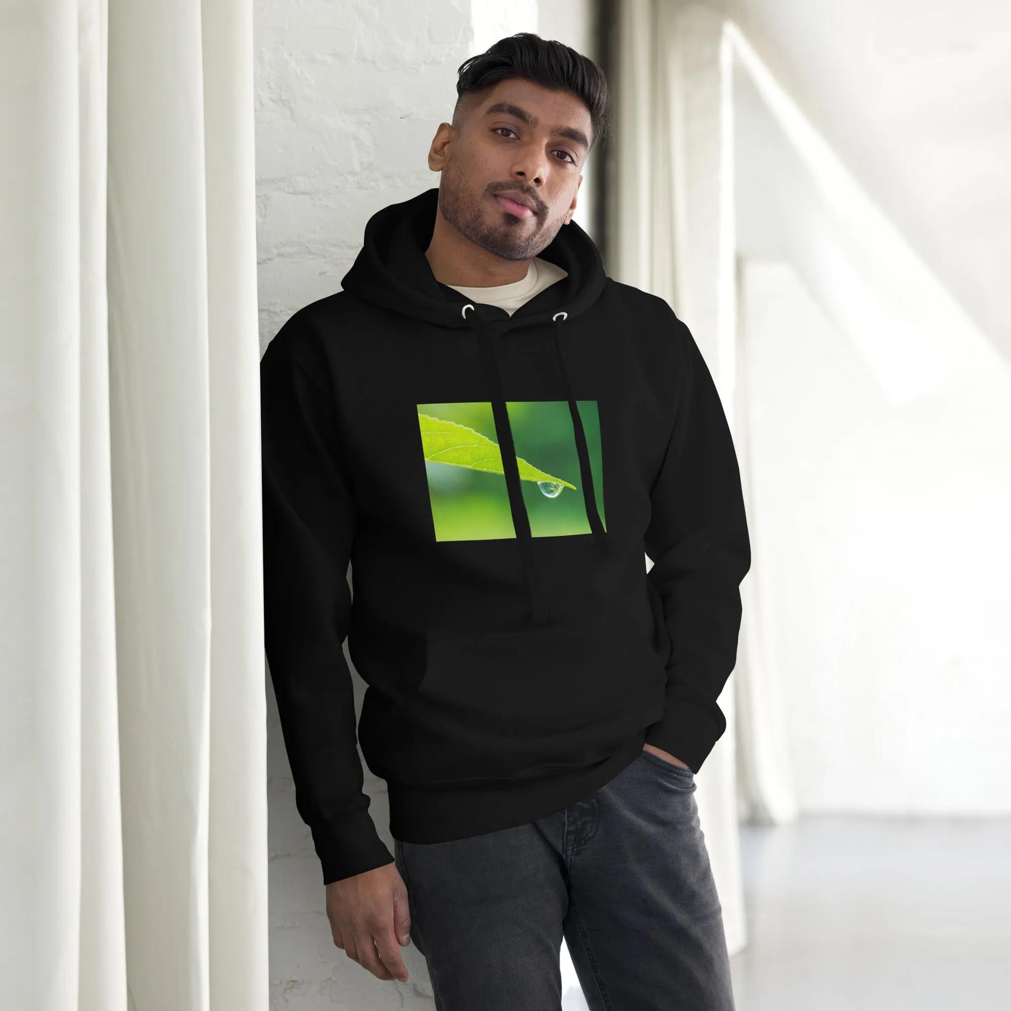 Hoodie Mens Designer (Hoodies Mens - Nature Raindrop on Leaf 004)