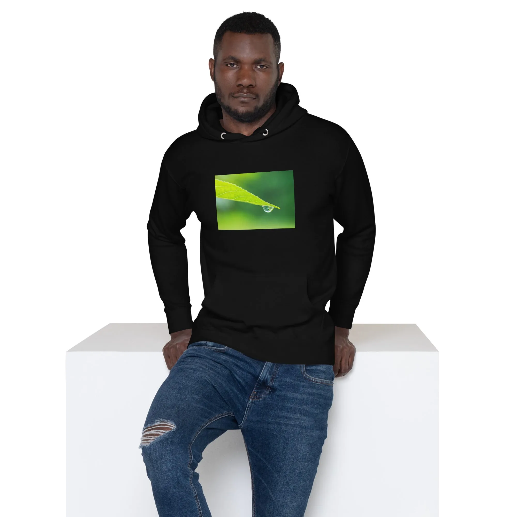 Hoodie Mens Designer (Hoodies Mens - Nature Raindrop on Leaf 004)