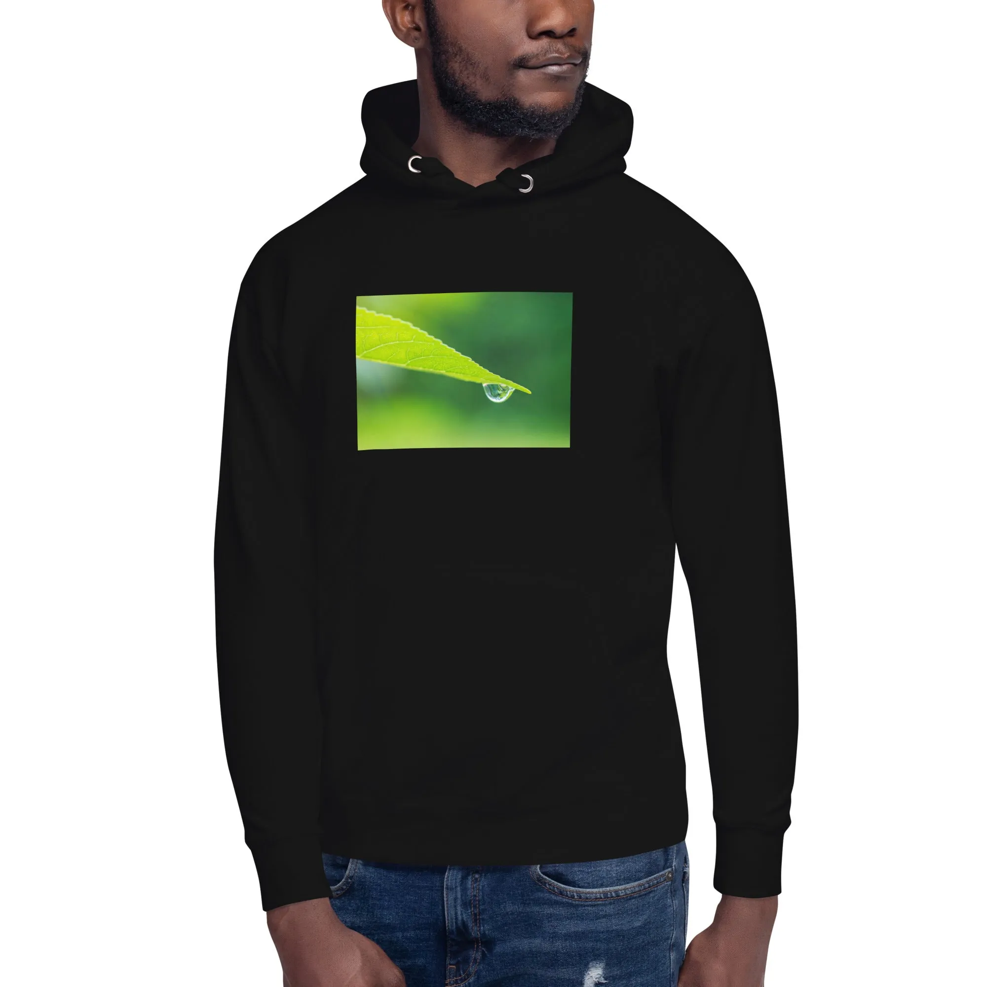Hoodie Mens Designer (Hoodies Mens - Nature Raindrop on Leaf 004)