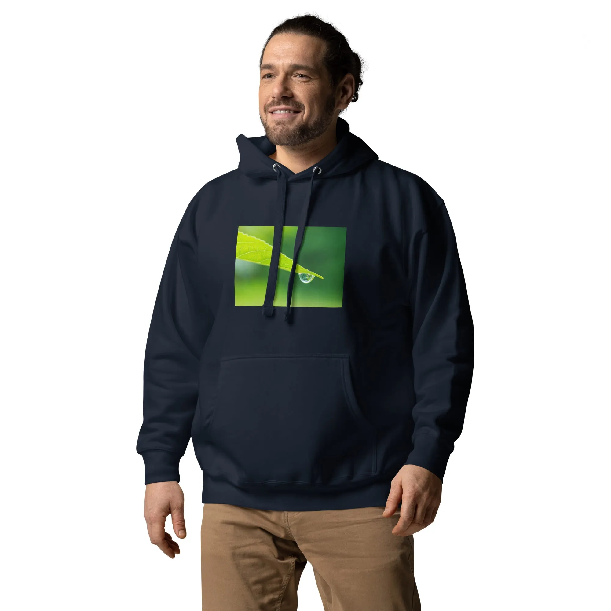 Hoodie Mens Designer (Hoodies Mens - Nature Raindrop on Leaf 004)