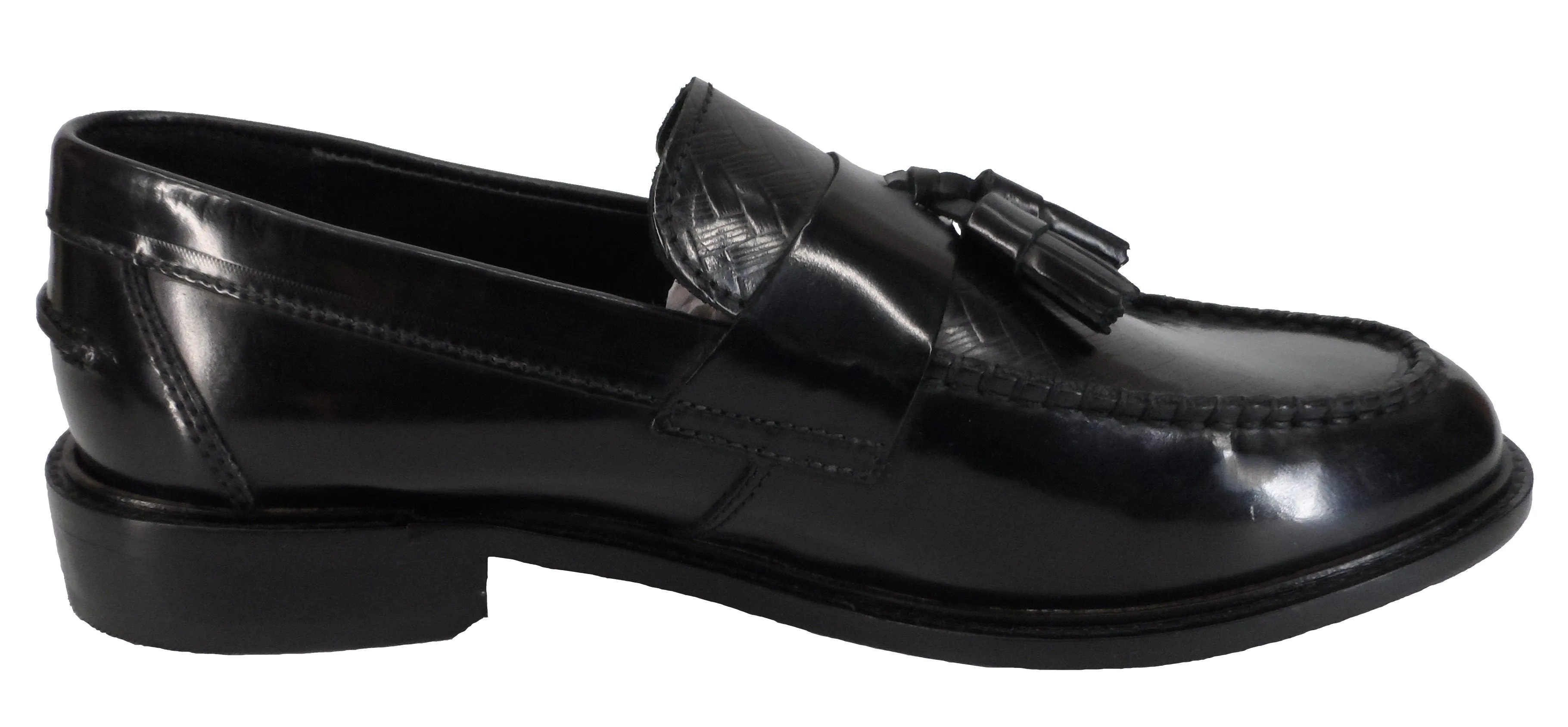 Ikon Original Selecta Weaver Leather Tassel Loafers in Black