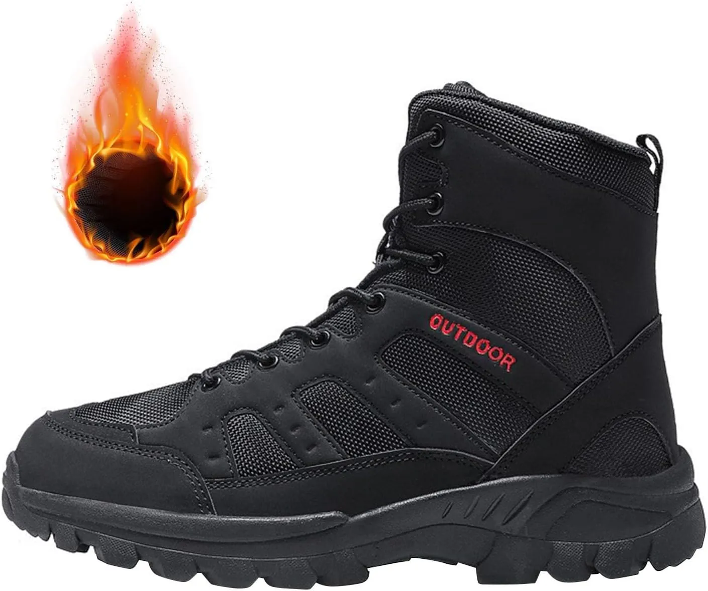 Insulated Hiking Work Boots for Men Ankle Boots Motorcycle Non-Slip Men's Walking Shoes Fall Winter Hiking Shoes