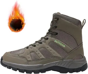 Insulated Hiking Work Boots for Men Ankle Boots Motorcycle Non-Slip Men's Walking Shoes Fall Winter Hiking Shoes