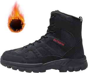 Insulated Hiking Work Boots for Men Ankle Boots Motorcycle Non-Slip Men's Walking Shoes Fall Winter Hiking Shoes