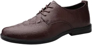 Italian Style Men's Luxury Leather Shoes Daily Business Casual Oxfords Classic Crocodile Pattern All-Match Formal Shoes