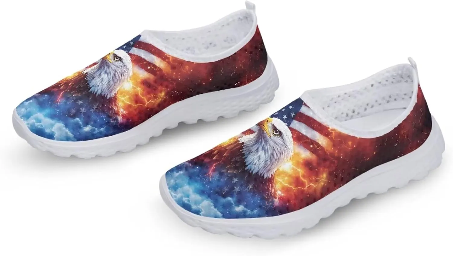Jeiento Flag Sneakers for Women Patriotic Running Shoes Sport Walking Tennis Sneakers Athletic Shoes