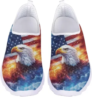 Jeiento Flag Sneakers for Women Patriotic Running Shoes Sport Walking Tennis Sneakers Athletic Shoes