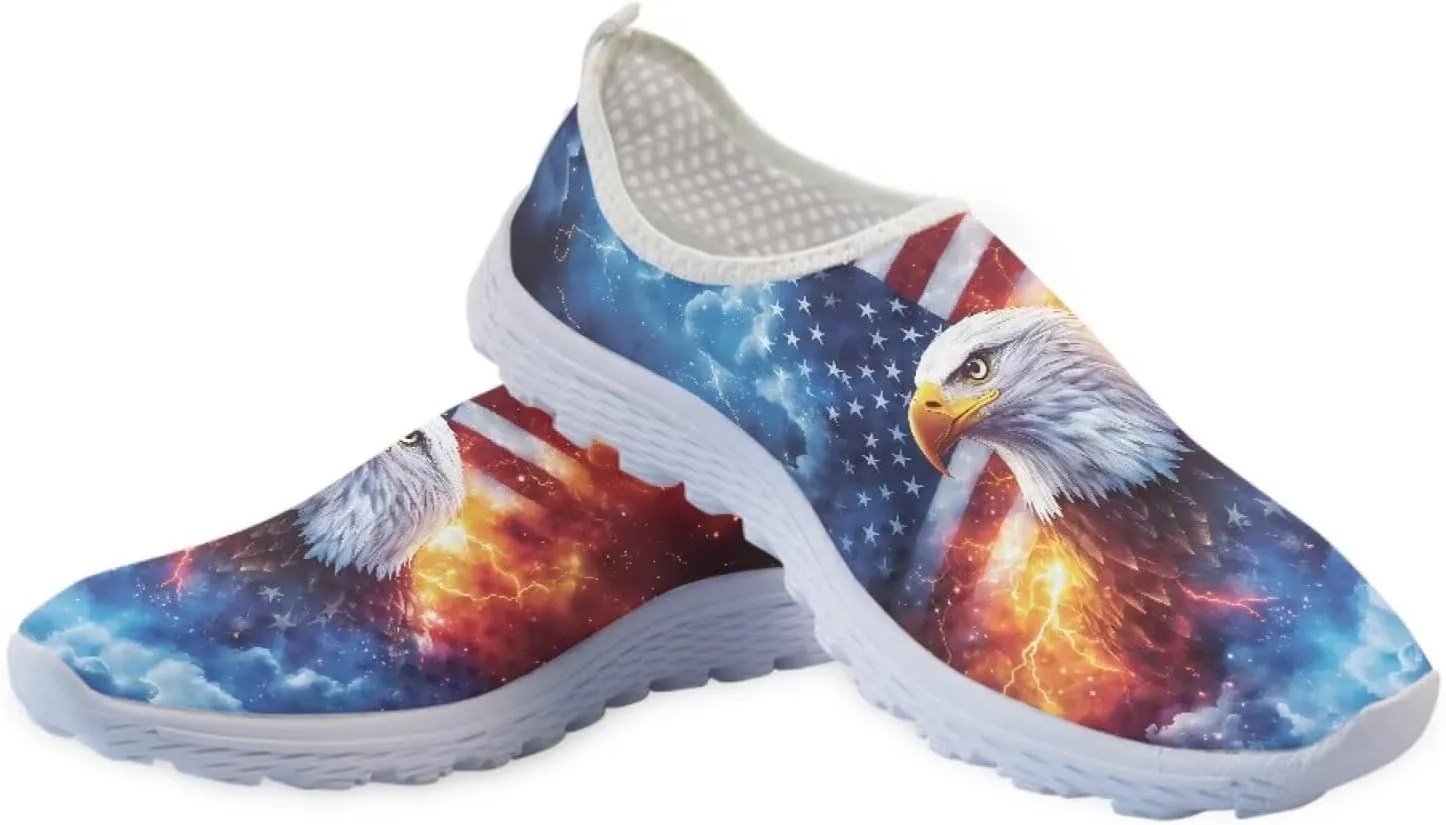 Jeiento Flag Sneakers for Women Patriotic Running Shoes Sport Walking Tennis Sneakers Athletic Shoes