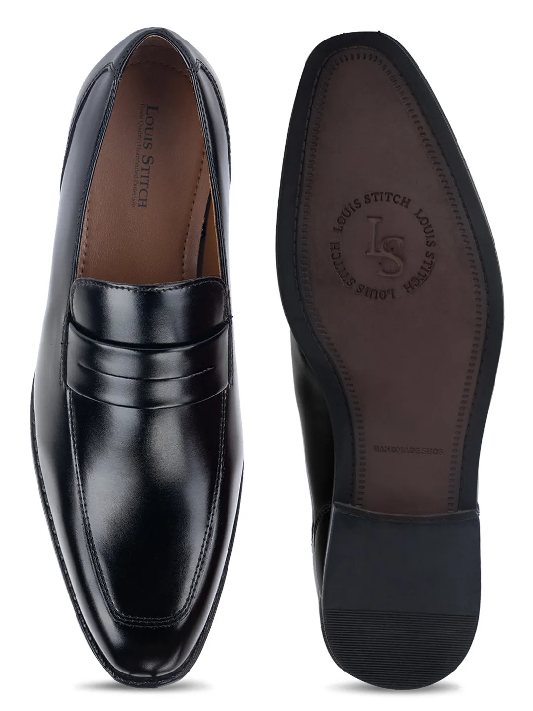 Jet Black Dual Tone Moccasins Slipons for Men
