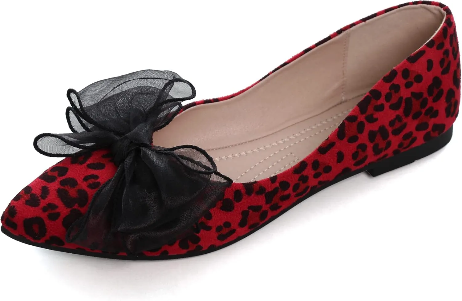 JiangWei Shu Women's Pointed Toe Bow-knot Ballet Flats Dress Flat Slip-ons Loafers