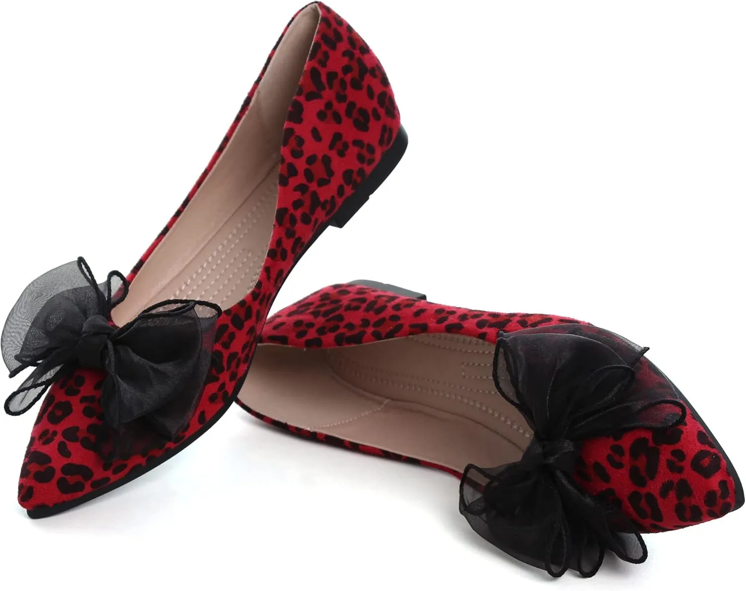 JiangWei Shu Women's Pointed Toe Bow-knot Ballet Flats Dress Flat Slip-ons Loafers