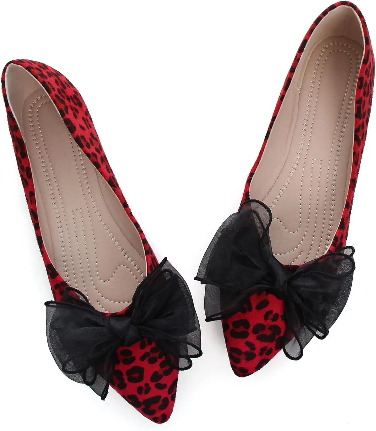 JiangWei Shu Women's Pointed Toe Bow-knot Ballet Flats Dress Flat Slip-ons Loafers
