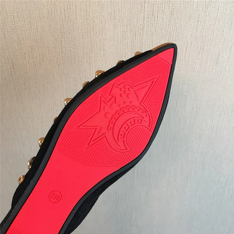 Joker Rhinestone Pointed Flat-bottomed  Slippers