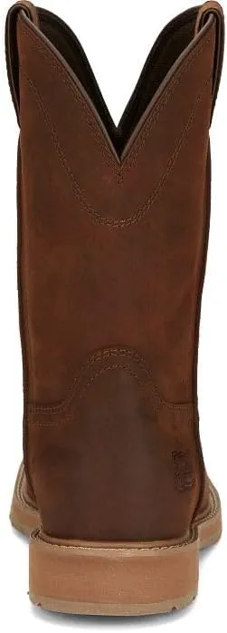 Justin Buster II 11" Work Boots for Men - Pull-On, Rugged Square Toe Water Buffalo Leather Upper with Oil- and Slip-Resistant Rubber Outsole, EH Rated