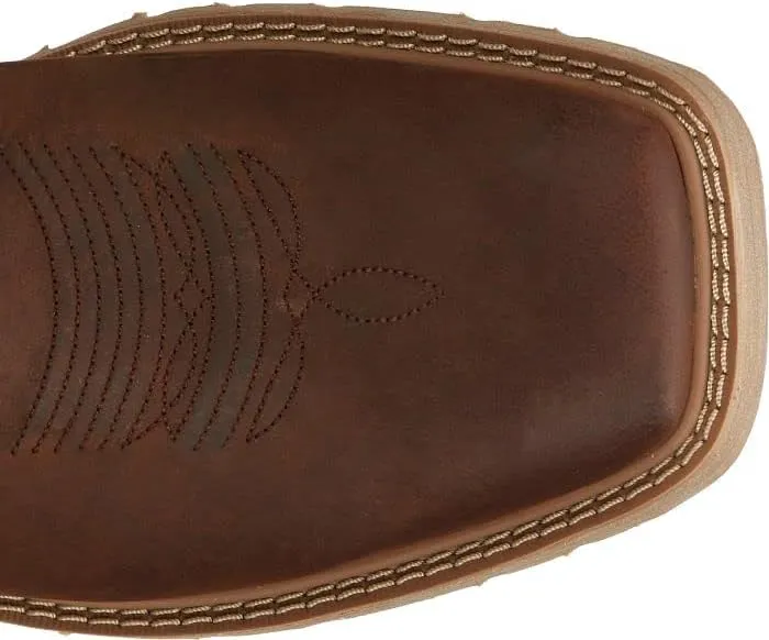 Justin Buster II 11" Work Boots for Men - Pull-On, Rugged Square Toe Water Buffalo Leather Upper with Oil- and Slip-Resistant Rubber Outsole, EH Rated