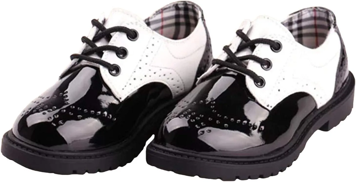 Kids Boys Girls Lace Up Oxfords Shoes School Uniform Dress Shoes