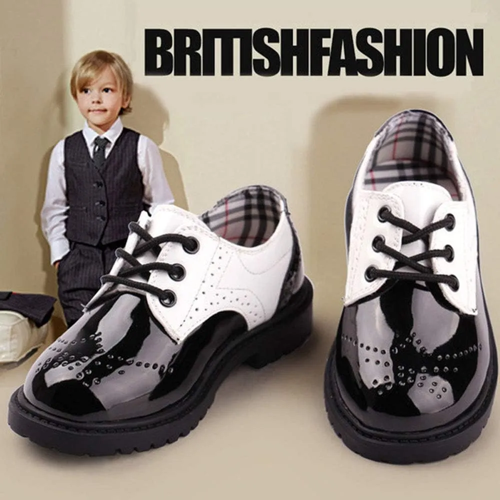 Kids Boys Girls Lace Up Oxfords Shoes School Uniform Dress Shoes