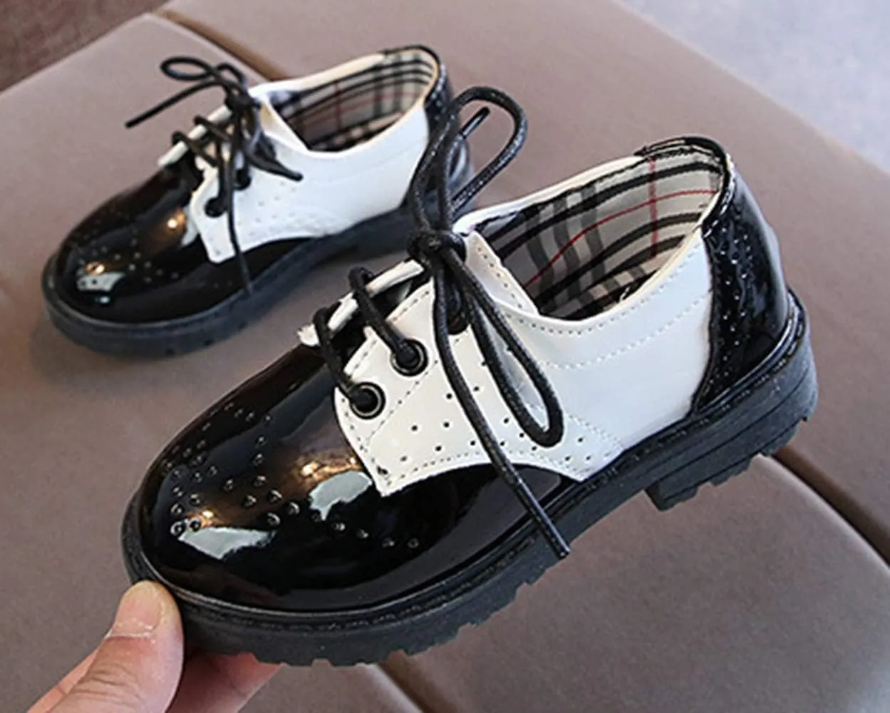 Kids Boys Girls Lace Up Oxfords Shoes School Uniform Dress Shoes