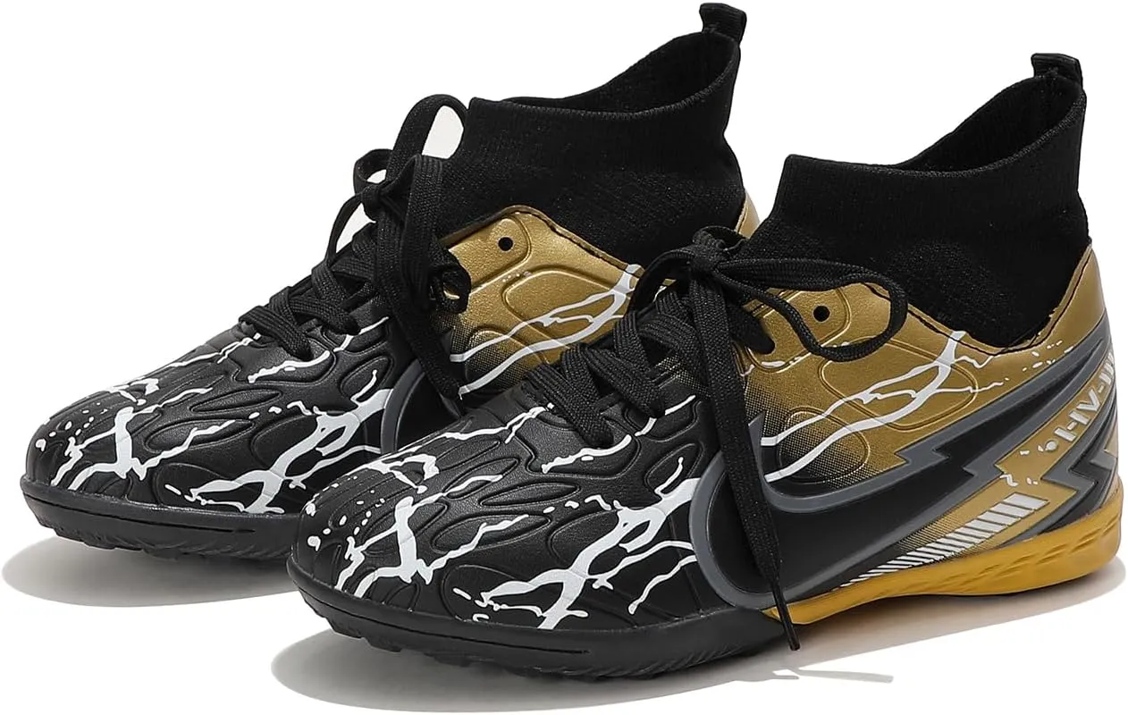 Kids Indoor Soccer Shoes - Non-Slip Lace-Up Cleats for Boys & Girls, Lightweight Athletic Shoes for Indoor Sports