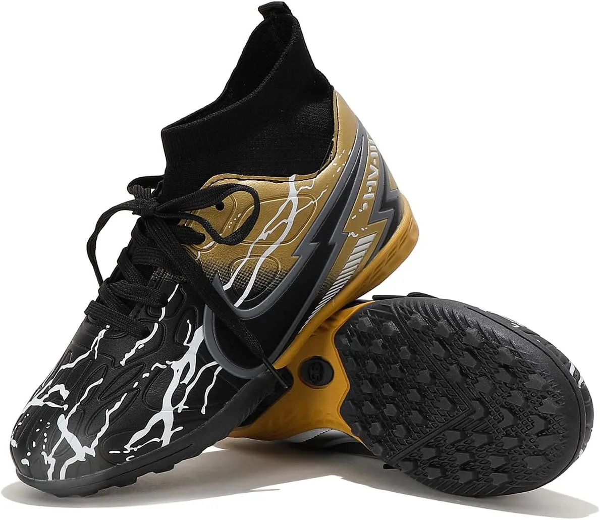 Kids Indoor Soccer Shoes - Non-Slip Lace-Up Cleats for Boys & Girls, Lightweight Athletic Shoes for Indoor Sports