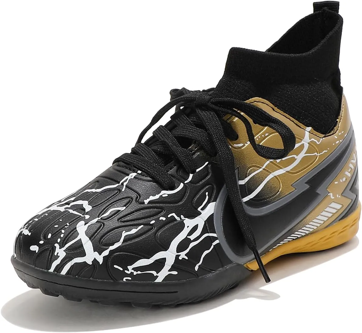 Kids Indoor Soccer Shoes - Non-Slip Lace-Up Cleats for Boys & Girls, Lightweight Athletic Shoes for Indoor Sports