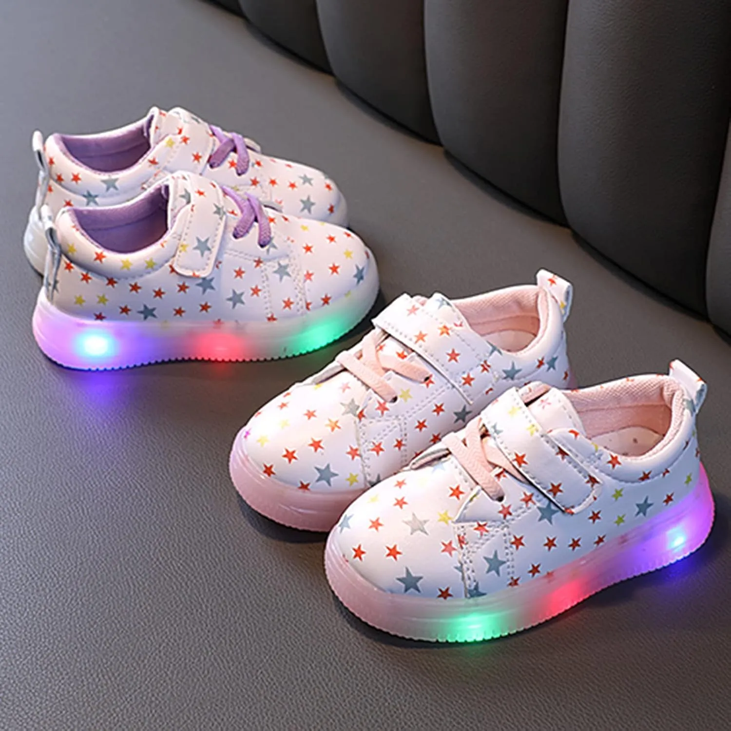 Kids Running Shoes Light Up Toddler Girls Shoes Lightweight LED Flashing Mesh Walking Sneakers for Little Girls Tennis