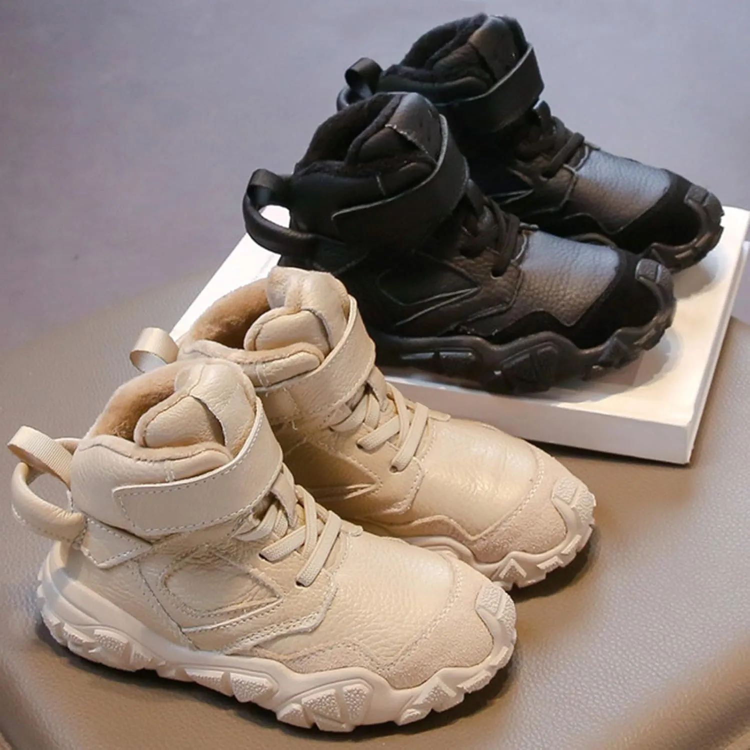 Kids Slip On Sneakers Cozy High Top Hiking Boots Lightweight Comfortable Shoes for Working Hiking Athletic Sport