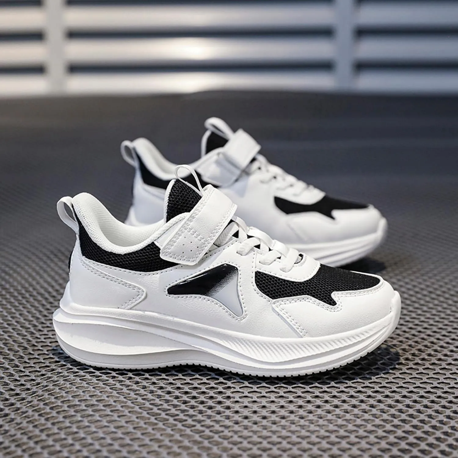 Kids Sneakers for Boys Girls Lightweight Running Shoes Mesh Breathable Hook and Loop Casual Shoes