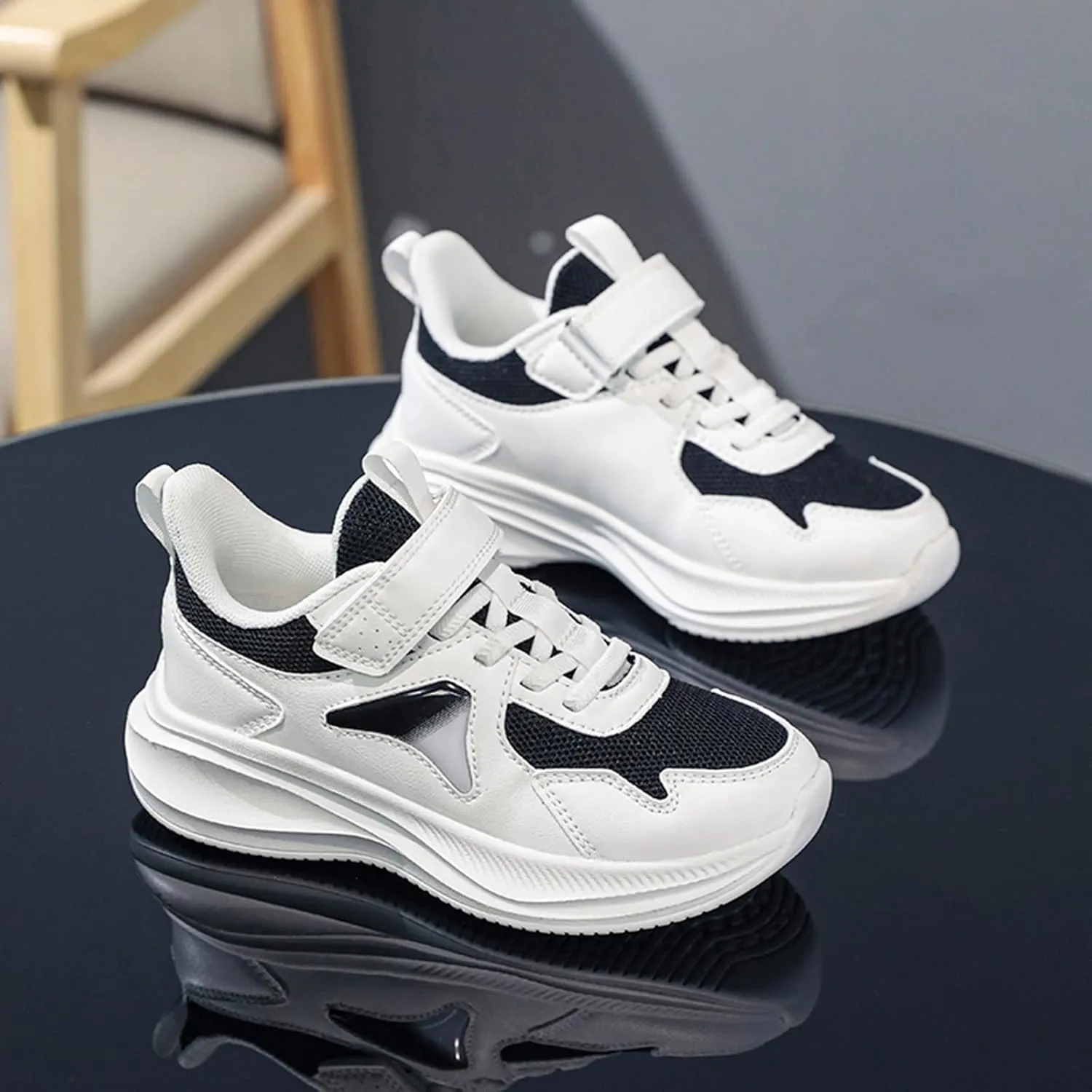 Kids Sneakers for Boys Girls Lightweight Running Shoes Mesh Breathable Hook and Loop Casual Shoes
