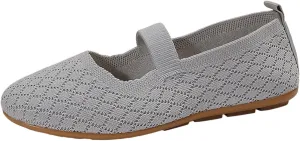 Ladies Fashion Breathable Plaid Mesh Comfortable Flat Sole Casual Shoes Women Fashion Casual Flat Shoes (Grey, 7)