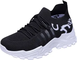 Ladies Mesh Orthopedic Sneakers Breathable Lace-up Walking Running Shoes Comfortable Tennis Shoes Non Slip Lightweight Cute Womens Thick Sole Sneaker