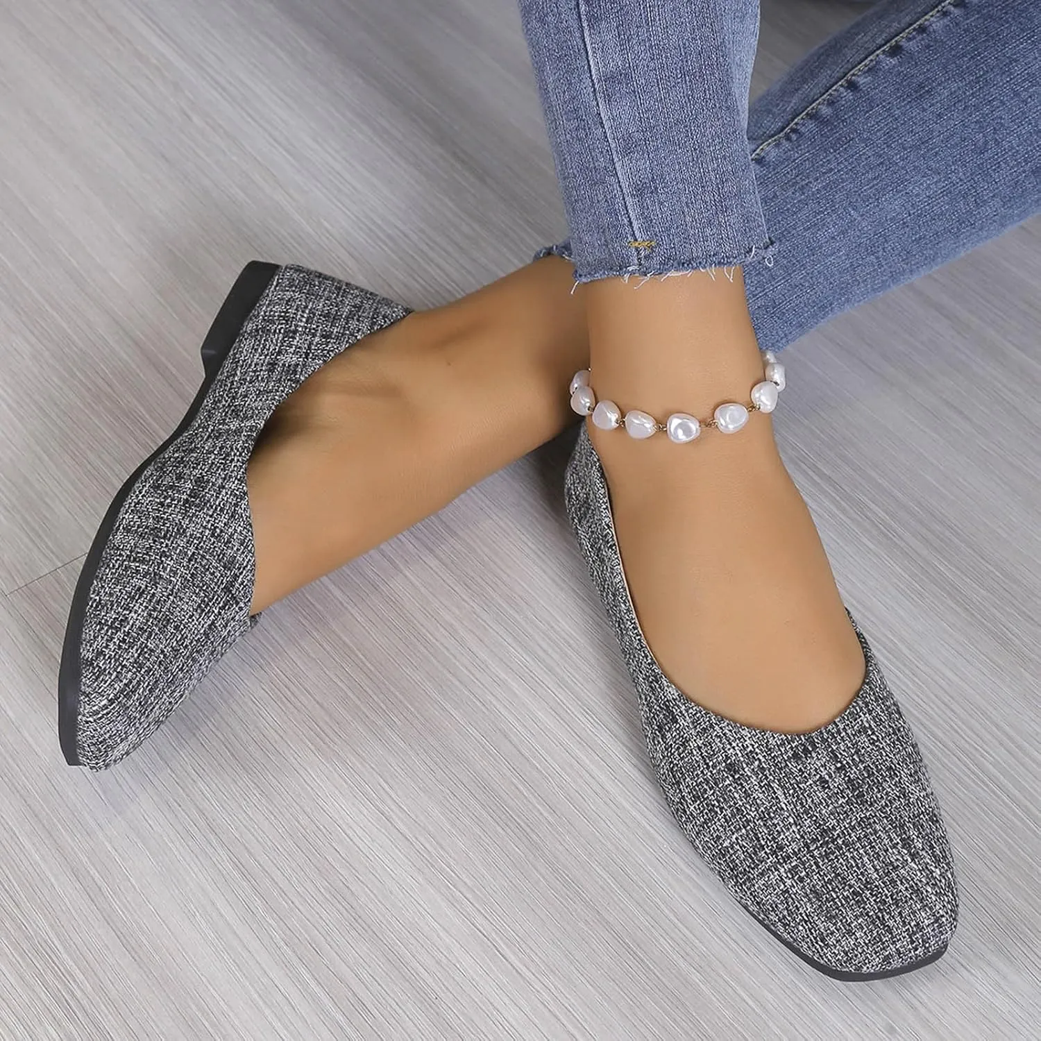 Ladies Square Toe Solid Colour Shallow Mouth Flat Bottom Casual Comfortable Large Size Shoes Casual Shoes Business Casual Dress Shoes Men