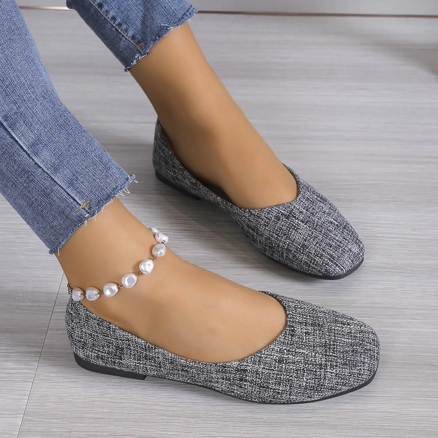 Ladies Square Toe Solid Colour Shallow Mouth Flat Bottom Casual Comfortable Large Size Shoes Casual Shoes Business Casual Dress Shoes Men