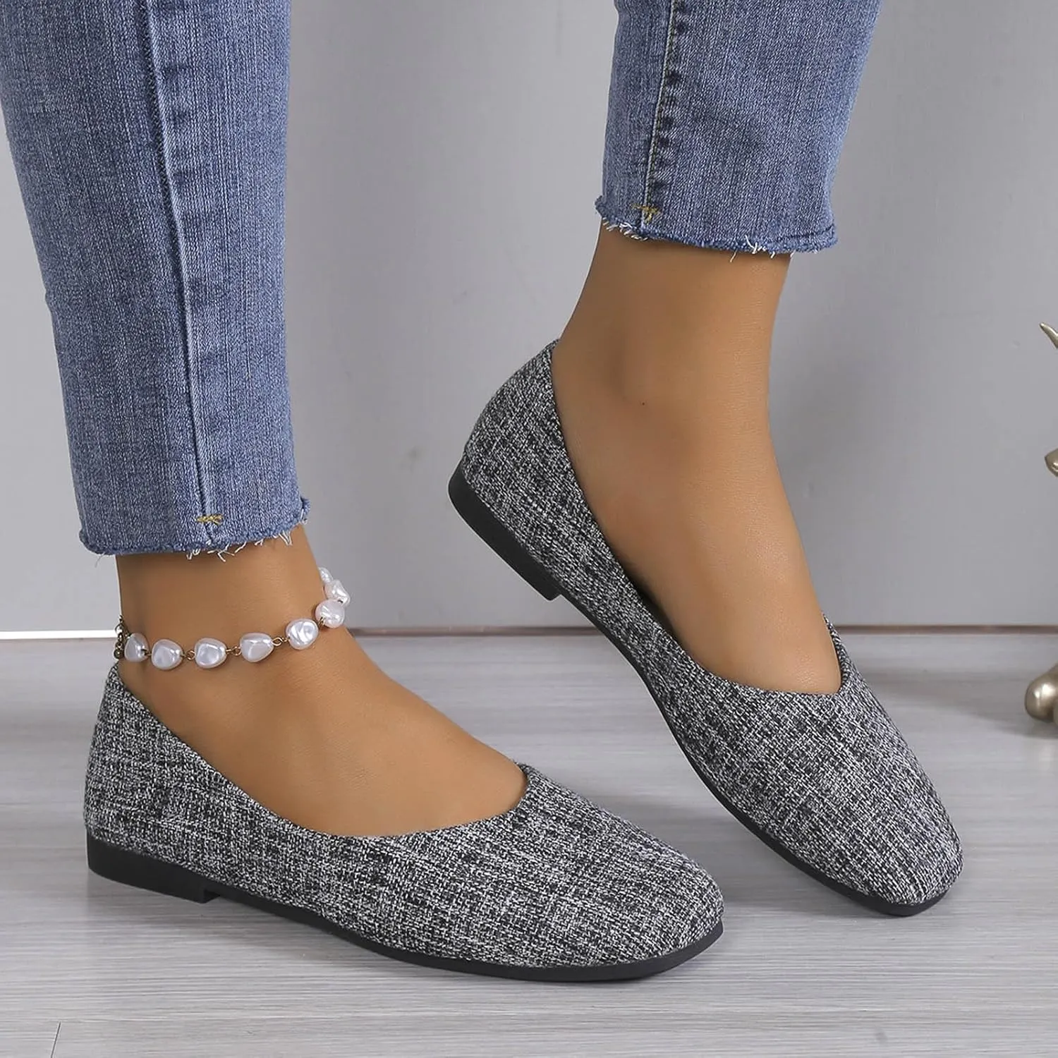Ladies Square Toe Solid Colour Shallow Mouth Flat Bottom Casual Comfortable Large Size Shoes Casual Shoes Business Casual Dress Shoes Men