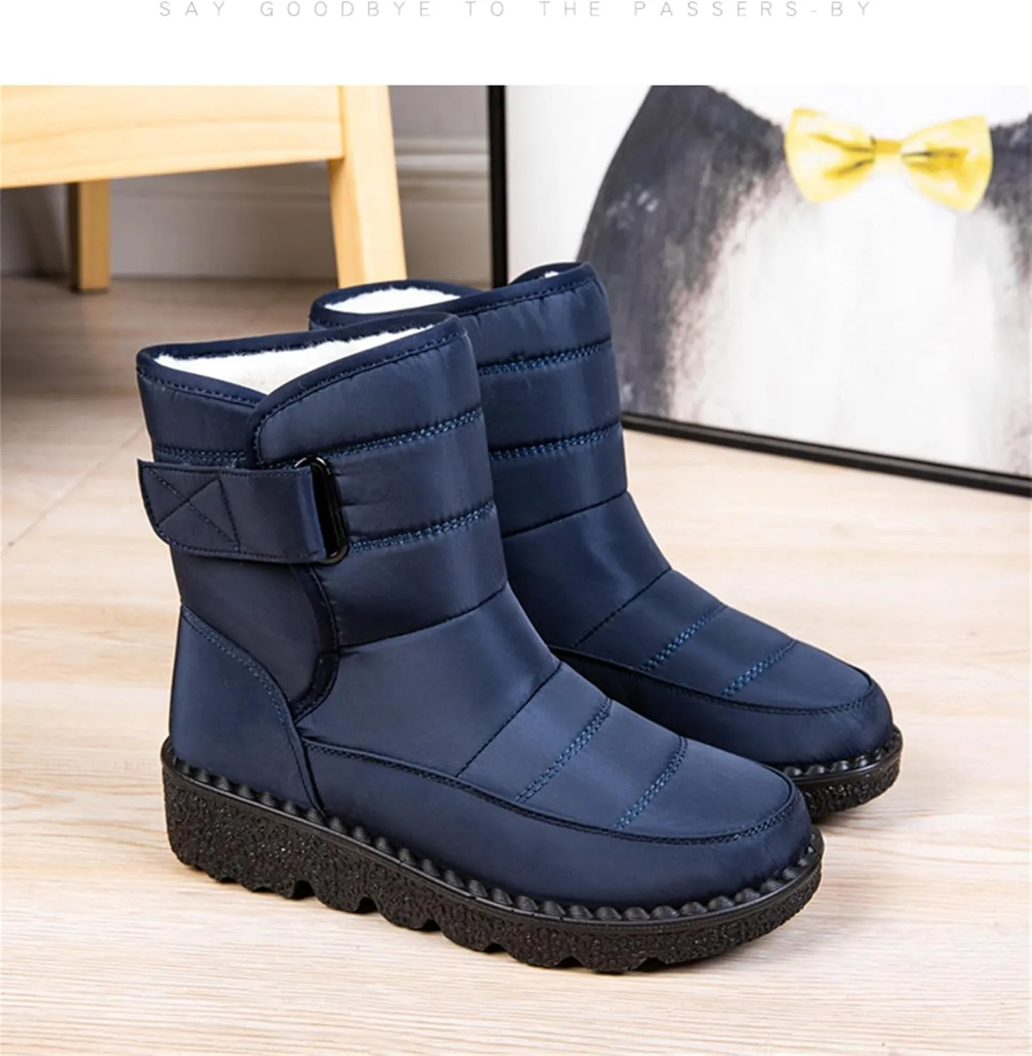 Ladmiple Winter Boots For Women Waterproof Snow Wide Width Warm Lining Comfortable Ankle Booties Outdoor Walking Shoes