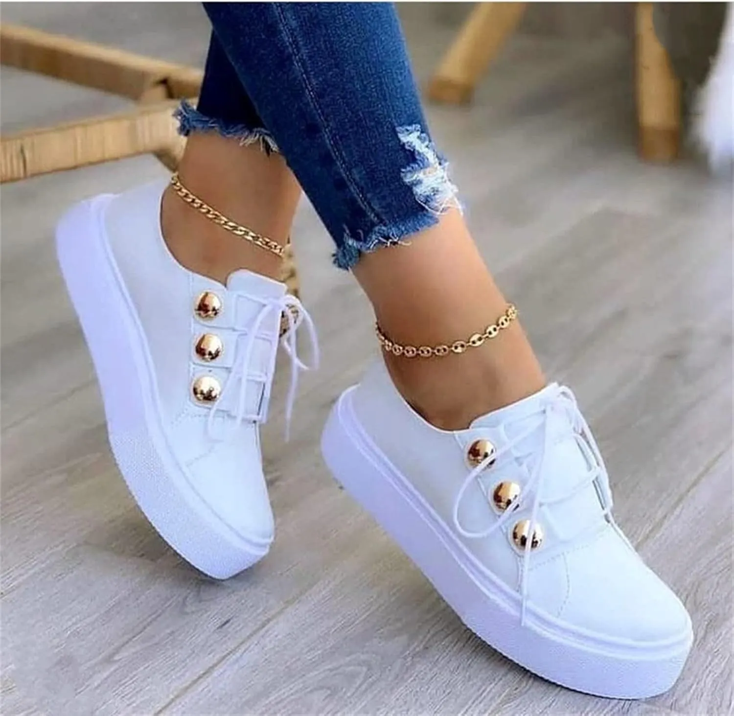 Ladmiple Womens Shoes Dressy Casual Loafers Slip on Leather Sneakers Fashion Comfortable Platform Flats Walking Loafers