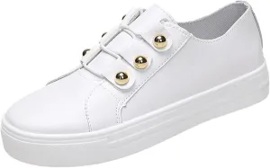 Ladmiple Womens Shoes Dressy Casual Loafers Slip on Leather Sneakers Fashion Comfortable Platform Flats Walking Loafers