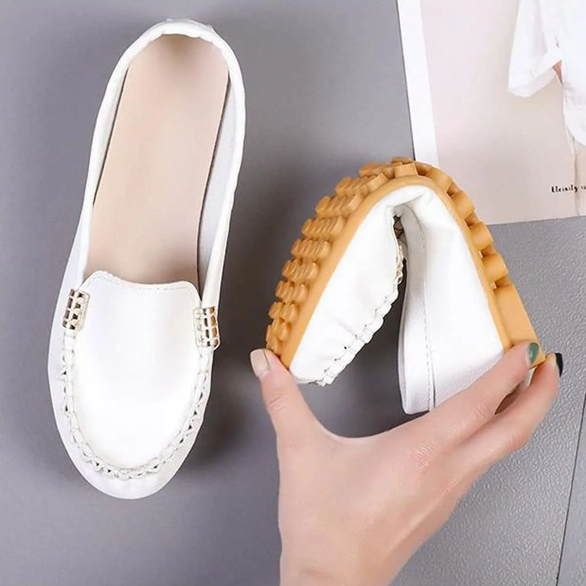 LAVAEGG Women Penny Moccasins,Loafers Comfortable Slip On Driving Flats Shoes,Boat Shoes