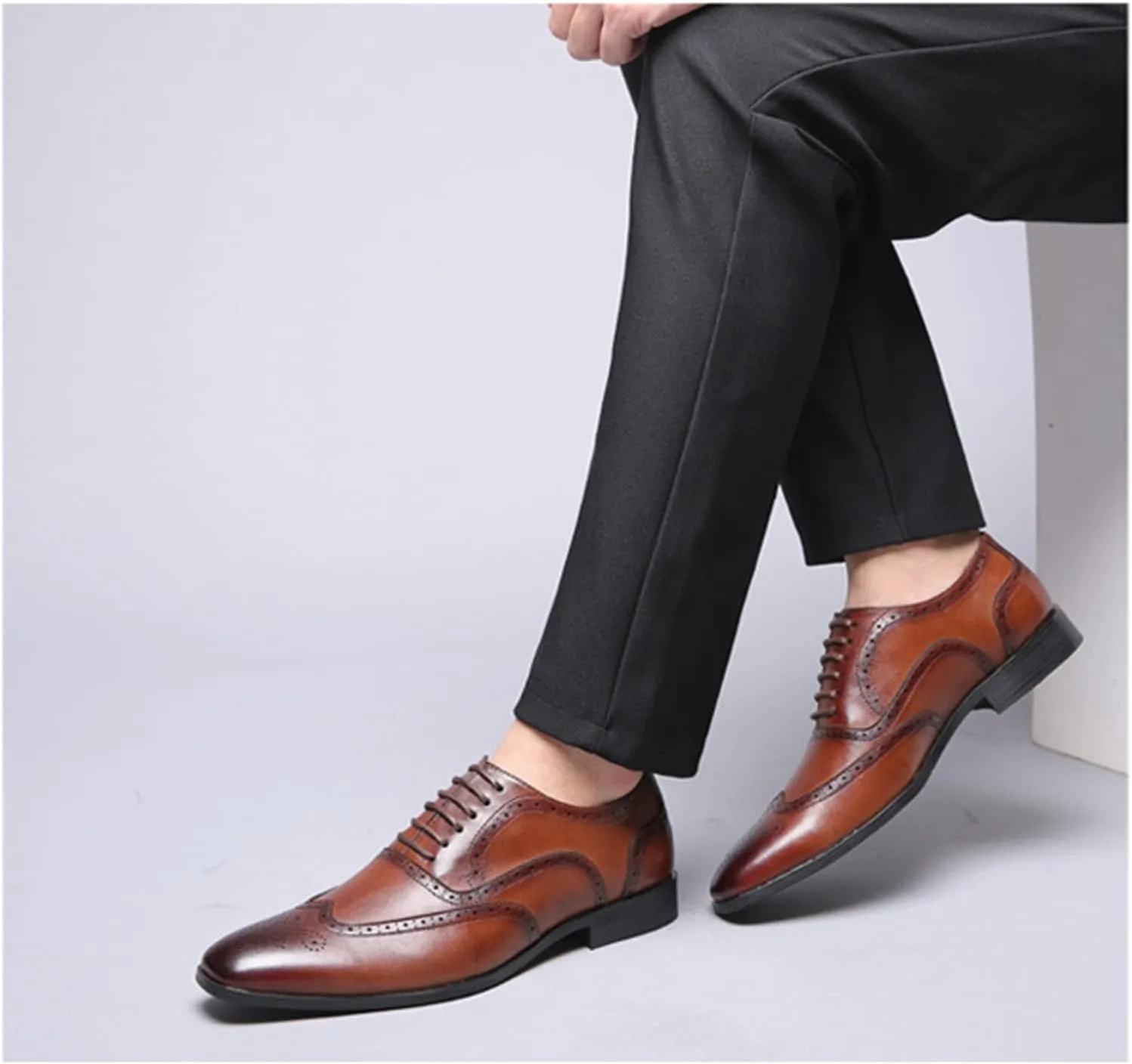 LAZIRO Large Size Men's Retro Business Formal Leather Shoes British Casual Shoes Brogue Trendy Shoes Men's Shoes