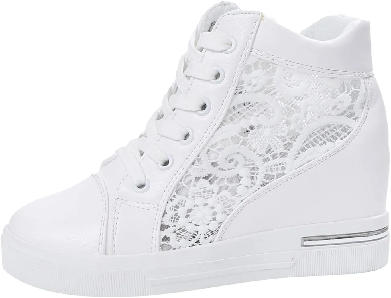 Leather Lace Wedge Rubber Shoes Women Increasing Platform Women's Casual Sports Shoes