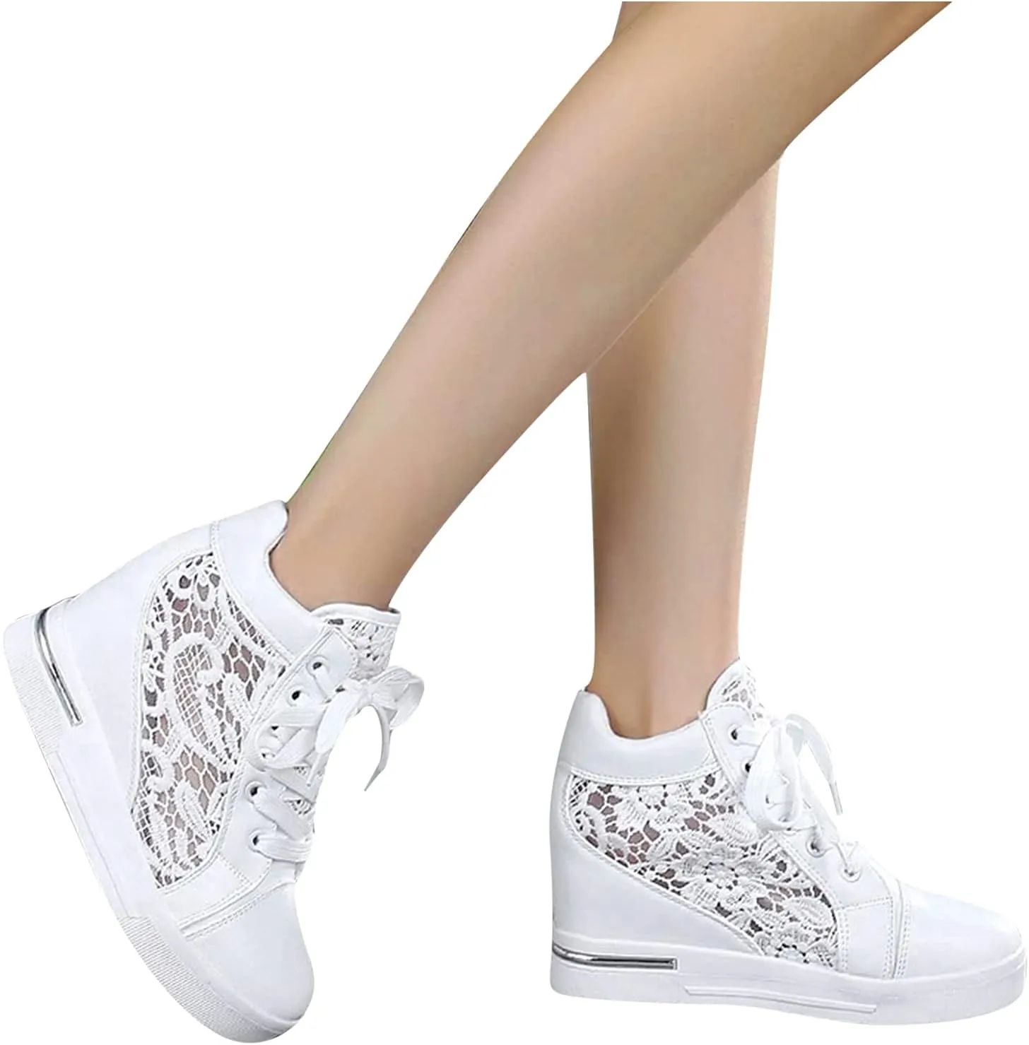 Leather Lace Wedge Rubber Shoes Women Increasing Platform Women's Casual Sports Shoes
