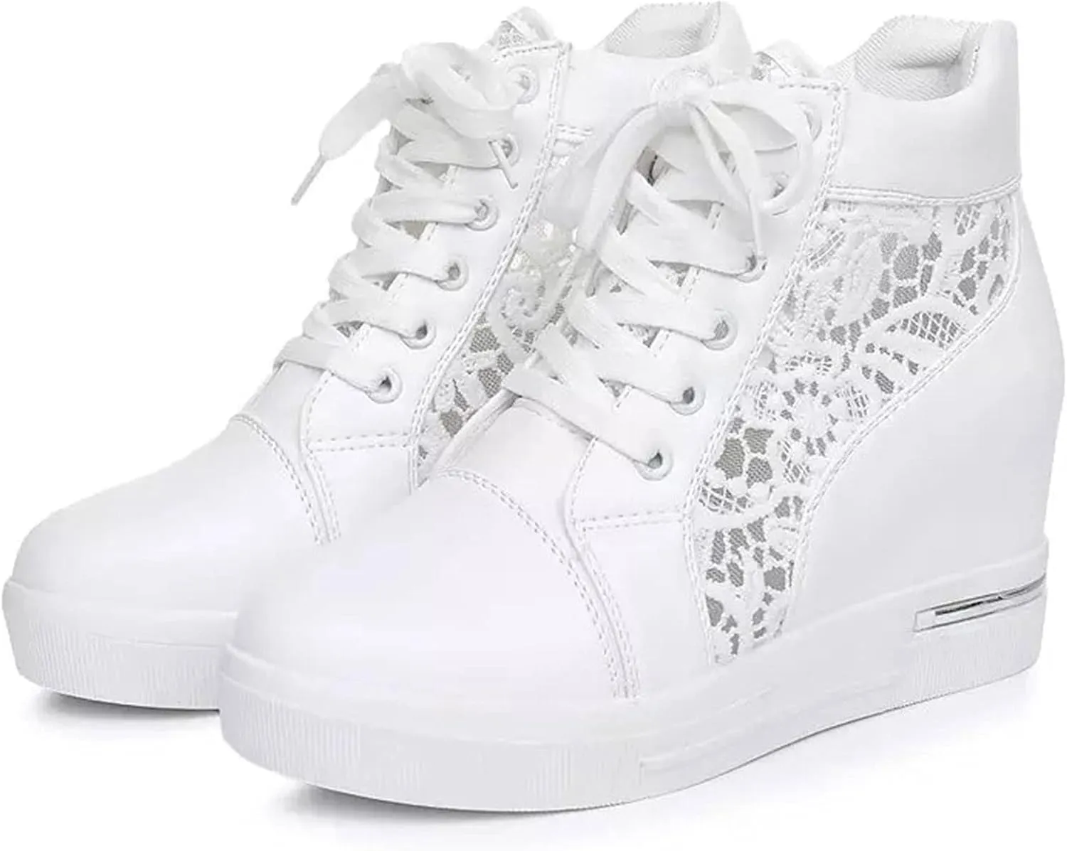 Leather Lace Wedge Rubber Shoes Women Increasing Platform Women's Casual Sports Shoes