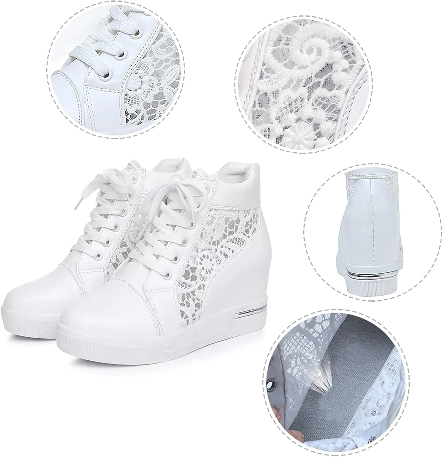 Leather Lace Wedge Rubber Shoes Women Increasing Platform Women's Casual Sports Shoes