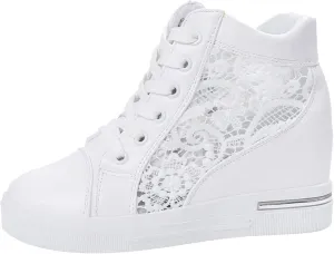 Leather Lace Wedge Rubber Shoes Women Increasing Platform Women's Casual Sports Shoes