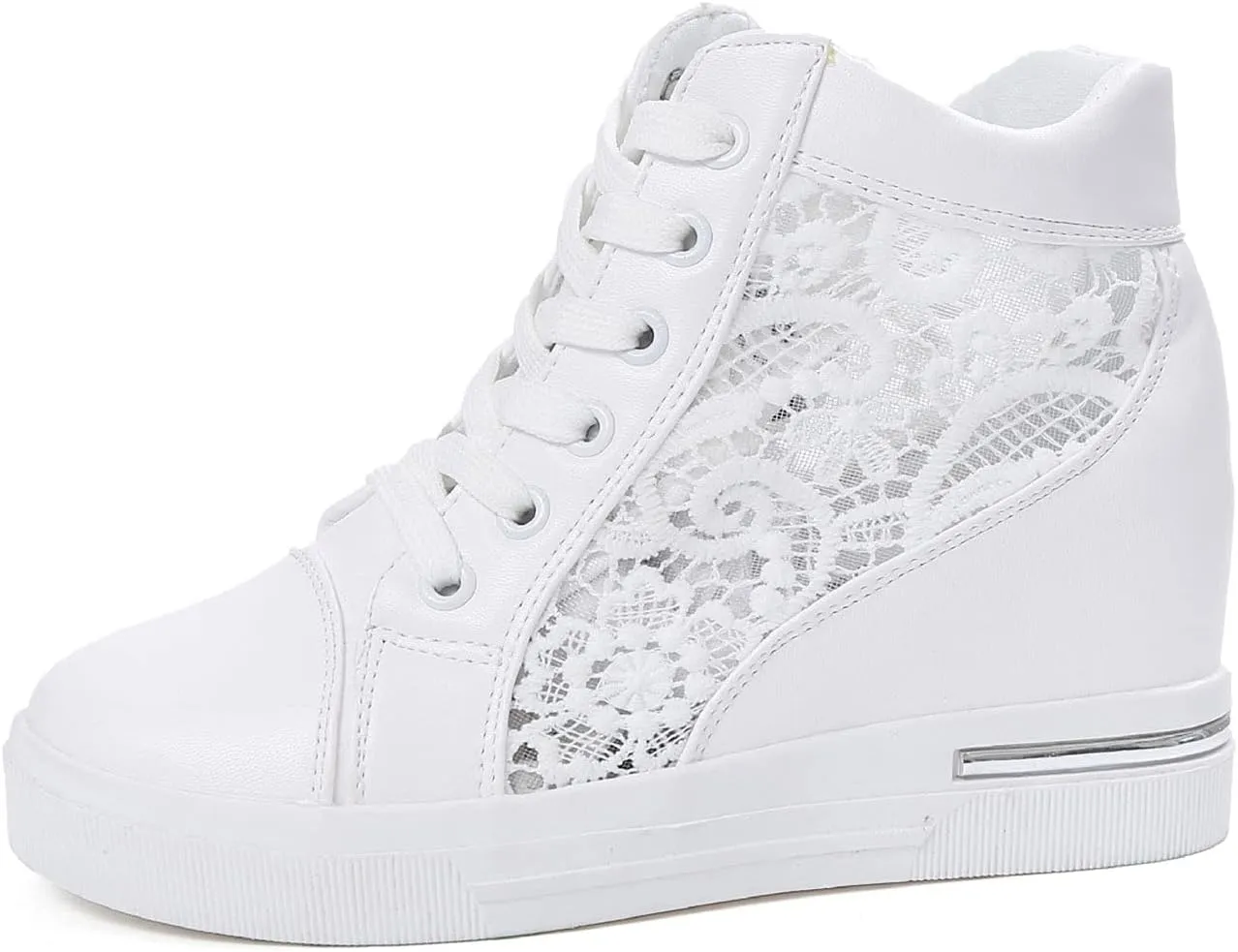 Leather Lace Wedge Rubber Shoes Women Increasing Platform Women's Casual Sports Shoes