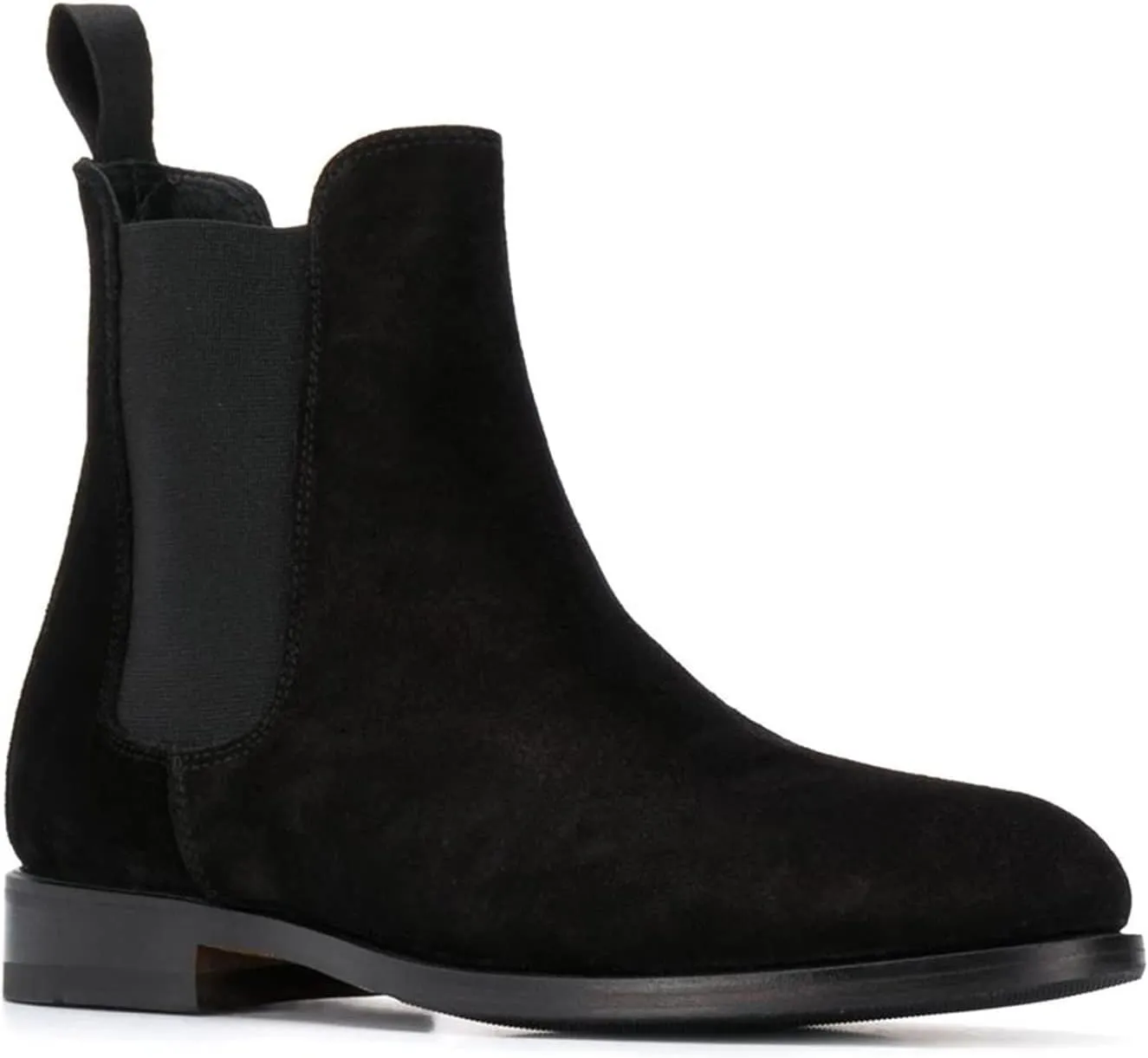 LEHOOR Women Chunky Low Heel Chelsea Ankle Boots Suede Round Toe Western Booties Slip On Comfortable 1.5 inch Flat Heel Chelsea Short Boots Elastic Office Ladies Casual Basic Dress Booties Winter Size 4-11 M US