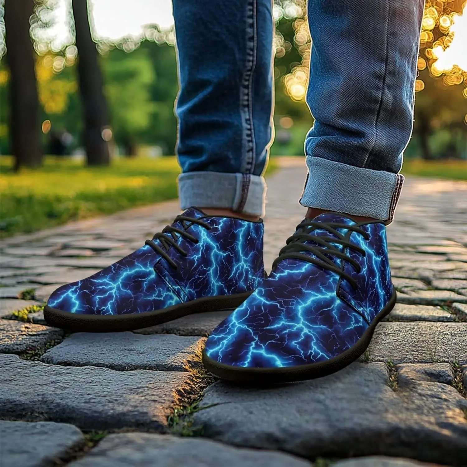Lightning Flame Print Men's Low Top Basketball Sneaker Lace Up Training Athletic Shoes for Boys