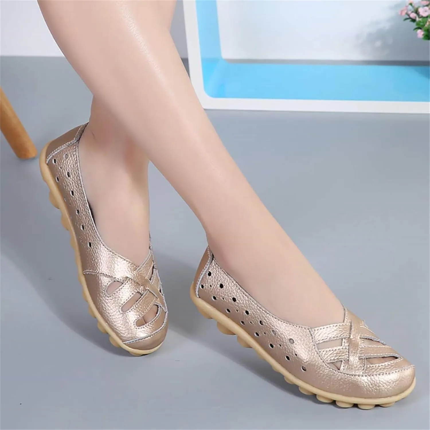 Loafer Casual Flats for Women Penny Comfort Slip On Shoes Wide Width Walking Orthopedic Loafers Comfortable Moccasins Breathable Lightweight Round Toe Nurse Loafer Driving Walking Flat Work Shoes