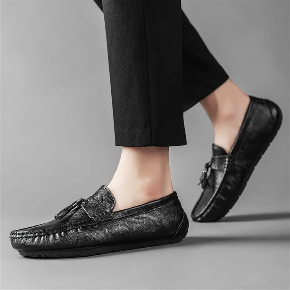 Loafers for Men Penny Loafers Solid Colors Tassel PU Leather Anti-Slip Flat Heel Comfortable Casual Prom Slip-on