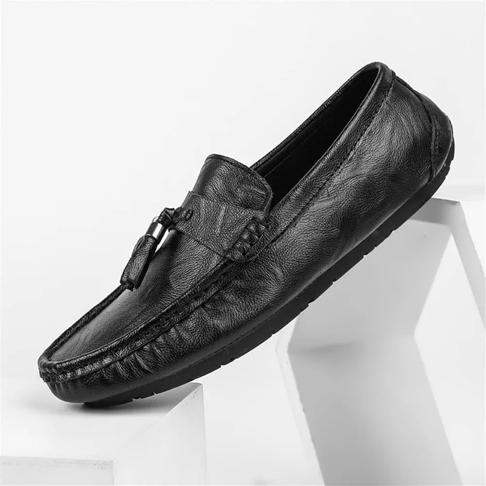 Loafers for Men Penny Loafers Solid Colors Tassel PU Leather Anti-Slip Flat Heel Comfortable Casual Prom Slip-on